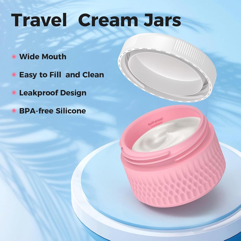WLEAD BPA Free Silicone Cream Jars - 2oz TSA Approved Travel Size Containers, Leak-proof with Lid for Cosmetic, Face, Hand, Body Glitters - Image 4